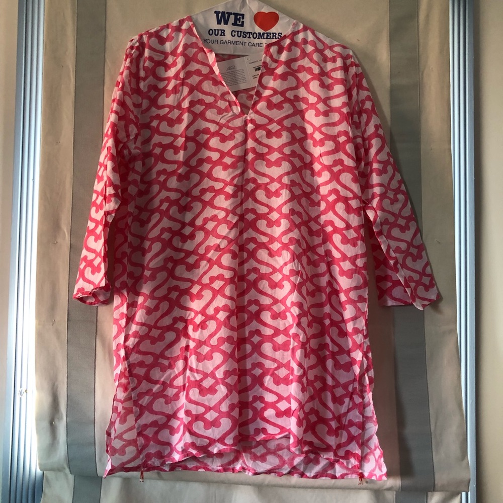 Roberta Roller Rabbit Pink&White Top XL.  No tag.